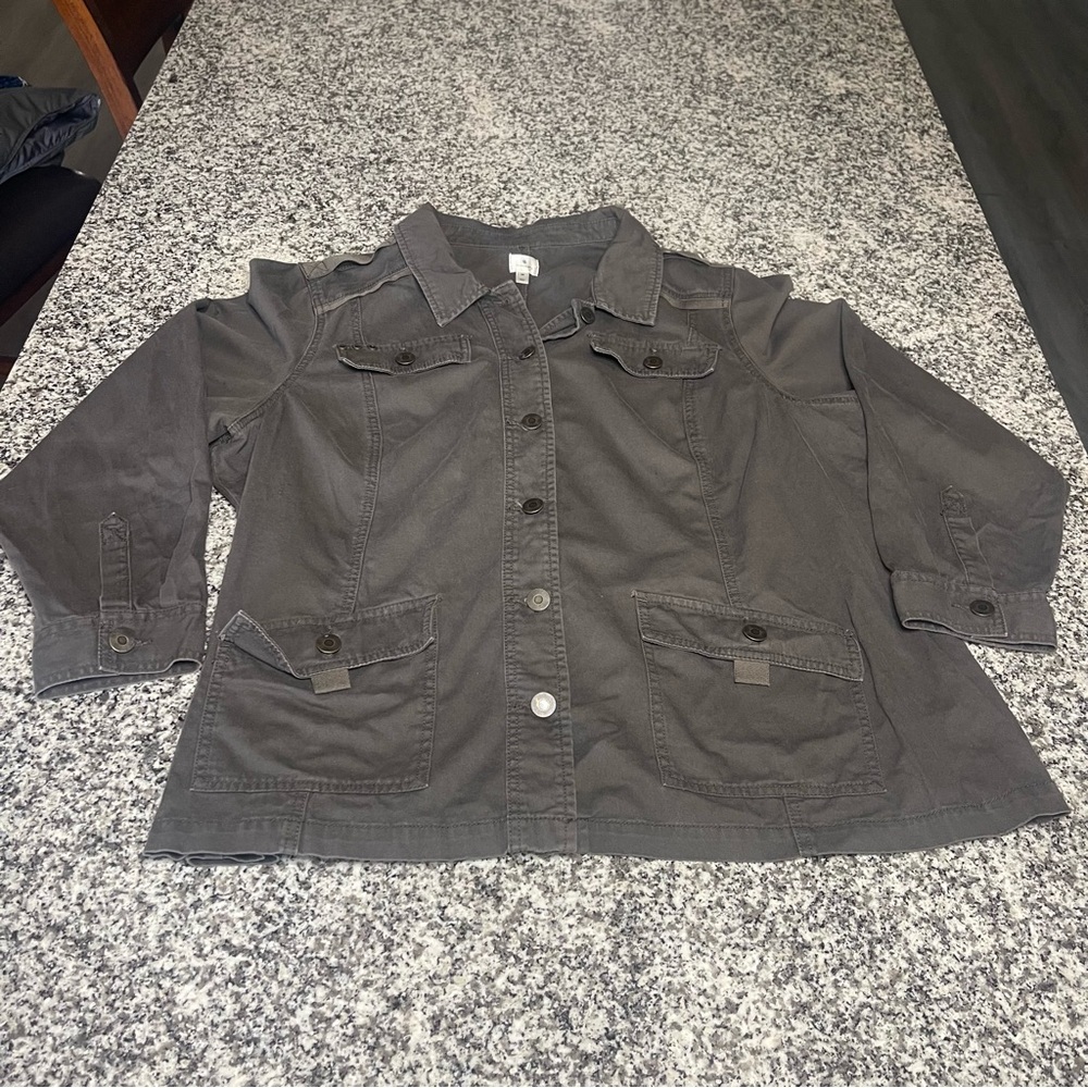 ✔️Dressbarn Gray/Brown Utility Jacket